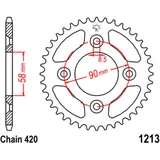 Kettenrad 37Z Teilung 420 Innendurchmesser 058 Lochkreis 090 passend für: Honda CRF, XR