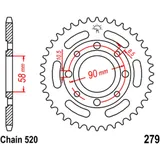 Kettenrad 33Z Teilung 520 Innendurchmesser 058 Lochkreis 090 passend für: Honda CB, CMX, CM