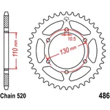 Kettenrad 39Z Teilung 520 Innendurchmesser 110 Lochkreis 130 passend für: Kawasaki Ninja, GPZ, Z