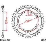 Kettenrad 45 Zähne 530 Teilung für Motorräder