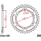 Kettenrad 40Z Teilung 520 Innendurchmesser 120 Lochkreis 140 passend für: Honda XL
