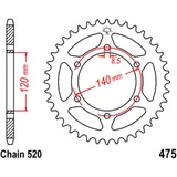 Kettenrad 40Z Teilung 520 Innendurchmesser 120 Lochkreis 140 passend für: Moto Morini 6 1/2, X - Cape