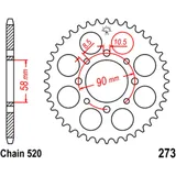 Kettenrad 44Z Teilung 520 Innendurchmesser 058 Lochkreis 090 passend für: Honda VT, XL, CA