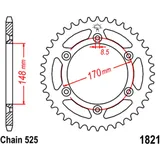 Kettenrad 47Z Teilung 525 für Motorräder