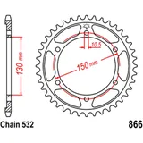 Kettenrad 38Z 532 Teilung für Motorräder