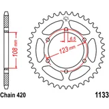Kettenrad 65Z Teilung 420 Innendurchmesser 108 Lochkreis 123 passend für: Derbi Senda, GPR