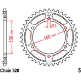 Kettenrad 44Z Teilung 520 Innendurchmesser 136 Lochkreis 160 passend für: BMW F 650, G