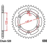 Kettenrad 44Z Teilung 520 Innendurchmesser 125 Lochkreis 145 passend für: Cagiva W8, W16