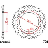 Rear sprocket 46 tooth pitch 530 inner diameter 130 bolt spacing 152 for: Cagiva Elefant