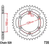 Kettenrad 37Z Teilung 520 Innendurchmesser 100 Lochkreis 124 passend für: Ducati Monster, Supersport, S