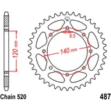 Kettenrad 37Z Teilung 520 Innendurchmesser 120 Lochkreis 140 passend für: Kawasaki KLE, KLR, W