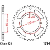 Kettenrad 45Z Teilung 428 Innendurchmesser 080 Lochkreis 100 passend für: Suzuki GZ