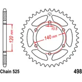 Kettenrad 39Z Teilung 525 Innendurchmesser 120 Lochkreis 140 passend für: Kawasaki W, ZR - 7, ZR