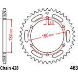 Kettenrad 48Z Teilung 428 Innendurchmesser 134 Lochkreis 150 passend für: Kawasaki KMX