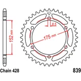 Kettenrad 57Z Teilung 428 für Motorräder