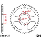 Kettenrad 44Z Teilung 428 Innendurchmesser 054 Lochkreis 070 passend für: Honda CBR