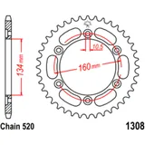 Kettenrad 40Z Teilung 520 Innendurchmesser 134 Lochkreis 160 passend für: Honda CBR, VTR