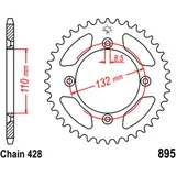Kettenrad 46Z Teilung 428 Innendurchmesser 110 Lochkreis 132 passend für: KTM SX