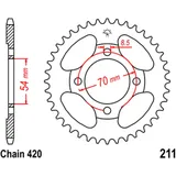 Kettenrad 34Z Teilung 420 Innendurchmesser 054 Lochkreis 070 passend für: Honda C