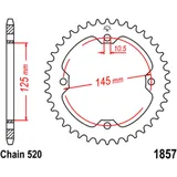 Kettenrad 37Z Teilung 520 Innendurchmesser 125 Lochkreis 145 passend für: Yamaha YFM, YFZ