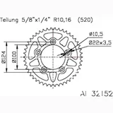 Kettenblatt Alu-Kettenrad 46Z Teilung 520 silber
