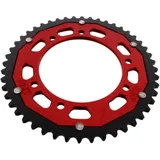 Rear sprocket dual 48 tooth pitch 420 red ZF inner diameter 105 bolt spacing 125 for: Derbi Senda