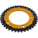 Rear sprocket dual 39 tooth pitch 530 gold ZF inner diameter 112 bolt spacing 138 for: Honda CB, CBR, CBF
