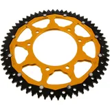 Rear sprocket dual 62 teeth pitch 428 gold ZF inner diameter 105 bolt spacing 125 for: F. B Mondial SMX, HPS, Flat Track