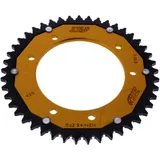Rear sprocket dual 45 tooth pitch 420 gold ZF inner diameter 105 bolt spacing 125 for: Derbi Senda