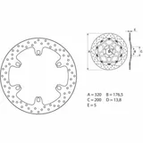 BREMBO Serie Oro Bremsscheibe starr - 68B407F3 für Ducati 1000MULTISTRADA