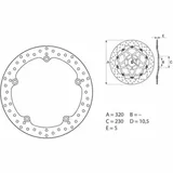 BREMBO Oro Fix Brake Disc - 68B407G7 for Honda NC700S, NC700X, NC750S