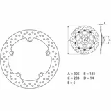 BREMBO Serie Oro Bremsscheibe starr - 68B407D6 für BMW F750GS, F850GS, F850GSADVENTURE