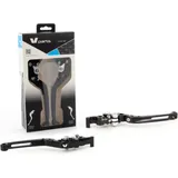 V-PARTS Hebel klappbar 177mm CNC-gefräst schwarz/Aluminium-Verschraubungen mit Adaptern paarweise für: Yamaha für MT-03