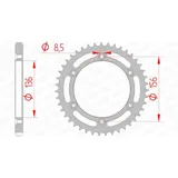 AFAM Standard Stahlritzel hinten 14506 - 525 für Suzuki DR650, XF650 14506-43