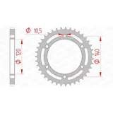 AFAM Steel Standard Rear Sprocket 16605 - 525 for Kawasaki NINJAZX-6R, W650, ZEPHYR750 16605-40