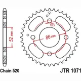 JT SPROCKETS Standard Stahlritzel hinten 1071 - 520 für Kymco MXER150, MXER50, MXU150