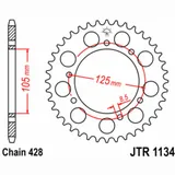 JT SPROCKETS Standard Stahlritzel hinten 1134 - 428 für Rieju, Derbi, Malaguti