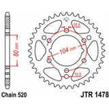 JT SPROCKETS Standard Stahlritzel hinten 1478 - 520 für Polaris, Kawasaki, Suzuki JTR1478.40