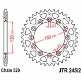JT SPROCKETS Steel Standard Rear Sprocket 245/2 - 520 for Honda NSR250R, NX250, VTR250 Yamaha WR250, WR450F