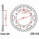 JT SPROCKETS Steel Standard Rear Sprocket 312 - 525 for Honda VFR400R, VFR750R
