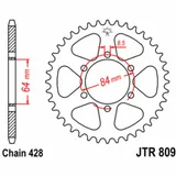 JT SPROCKETS Standard Stahlritzel hinten 809 - 428 für Suzuki DR125, RM100, TS100