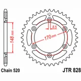 JT SPROCKETS Steel Standard Rear Sprocket 828 - 520 for Suzuki DR600, DR650, DR750 Cagiva T4350, T4500, T4R350