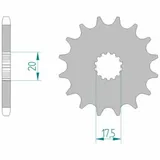 AFAM Standard Stahlritzel vorne 21202 - 428 für Yamaha, Kawasaki, Derbi 21202-17