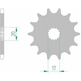 AFAM Steel Self-Cleaning Front Sprocket 21203 - 520 for Yamaha, for: Gas Gas, MUZ