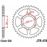 JT SPROCKETS Standard Stahlritzel hinten 478 - 520 für Kawasaki ER-6F, ER-6N, GPZ400 JTR478.45