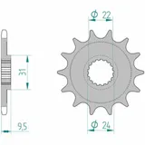 AFAM Steel Standard Front Sprocket 22406 - 520 for Suzuki RMX450, RM-Z450 22406-14