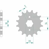 AFAM Steel Standard Front Sprocket 26200 - 428 for Honda C90CUB, CLR125CITYFLY, XLR125R Kymco QUANNON125, ZING125 26200-17
