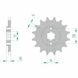 AFAM Standard Stahlritzel vorne 49100 - 420 für Derbi FENIXEX50, GPR50, SENDA50 Cagiva MITO50 49100-15