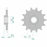 AFAM Steel Standard Front Sprocket 55300 - 520 for Fantic 125.3TRIAL, 305TRIAL, 307TRIAL 55300-12