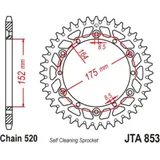 JT SPROCKETS Aluminium Ultraleichtes selbstreinigendes Kettenrad 853-520 für Yamaha IT250, WR125, WR250 JTA853.51BLK JT SPROCKETS Aluminium Ultraleichtes selbstreinigendes Kettenrad 853-520 für Yamaha IT250, WR125, WR250 JTA853.51BLK